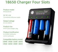 Kit de cargador universal para baterías recargables de alta capacidad con indicador de carga para una gestión óptima de la energía.