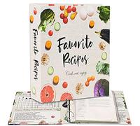 Kit de carpeta de recetas de 3 anillos A4 con 16 divisores, 32 etiquetas y 50 fundas de plástico. Guarda tus recetas impresas y crea tu propio libro de recetas favorito. Bonito juego de libros de
