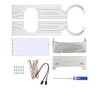 Kit de carrocería ancha RC para camión RC WPL D12, cubierta envolvente grande con luz LED, kit de modificación de bajo perfil, decoración de escape y carcasa protectora de la carro (Roja)