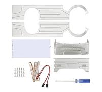 Kit de carrocería ancha RC para camión RC WPL D12, cubierta envolvente grande con luz LED, kit de modificación de bajo perfil, decoración de escape en color plata, actualización de (Amarilla)