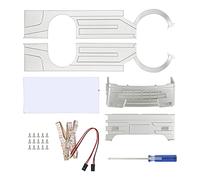 Kit de carrocería ancha RC para camión RC WPL D12, cubierta envolvente grande con luz LED, kit de modificación de bajo perfil, decoración de escape en color plata, actualización de (Azul)