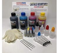 Kit de cartuchos recargables, cartucho tipo 16XL, reseteo automático + 1 litro de colores de recarga originales de Inkjet - Compatibles con Epson Workforce WF2010, WF2510, WF2510WF, WF2520NF, WF2520, WF2530WF, WF2540WF, WF2630, WF2630WF, WF2650, WF2650WF, WF2660, WF2660WF - Este kit contiene accesorios de recarga que permiten no sacar los cartuchos del cabezal para recargarlos