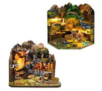 Kit de casa de esquina en miniatura para bricolaje, casa de muñecas con escena, mini habitaciones detalladas para principiantes y adultos (2 en 1)