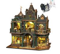 Kit de casa de muñecas de detective en miniatura, rompecabezas 3D de madera con luces LED, caja de música, estilo victoriano, idea creativa de habitación, el mejor regalo (sin cubierta antipolvo)