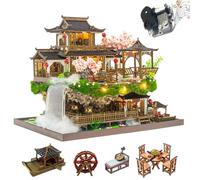 Kit de casa de muñecas de estilo chino, kit de casa de muñecas de madera con música y luz LED, modelo de rompecabezas, kit de casa de muñecas a escala 1:24, casa en miniatura para adultos, regalos de