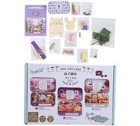 Kit de casa de muñecas de Madera para Montar, con Luces LED, Juguete Artesanal en Miniatura para Adolescentes y Adultos, Incluye Todos los Materiales y Instrucciones en inglés, (Q-010 Dulces Sueños