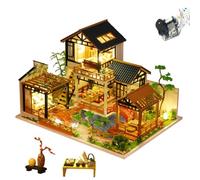 Kit de casa de muñecas en miniatura, casa de estilo chino hecha a mano, mini rompecabezas 3D, casa de muñecas con muebles y música, modelo de construcción, manualidades creativas para cumpleaños de