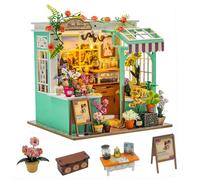 Kit de casa de muñecas en miniatura, casa de muñecas de flores con luces LED, casa de muñecas de madera, kits de casa en miniatura para adultos, regalo de cumpleaños