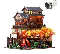 Kit de casa de muñecas en miniatura con cubierta antipolvo y música, kit de casa de muñecas en miniatura de estilo japonés, kits de modelo a escala 1:24 para regalo de cumpleaños de adultos