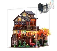 Kit de casa de muñecas en miniatura con cubierta antipolvo y música, kit de casa de muñecas en miniatura de estilo japonés, kits de modelo a escala 1:24 para regalo de cumpleaños de adultos