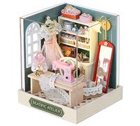 Kit de casa de muñecas en miniatura con muebles, escala 1:24, habitación creativa, mini casa de muñecas de madera a prueba de polvo para niños, adolescentes y adultos (Beatific Atelier)