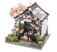Kit de casa de muñecas en miniatura de estilo japonés con flor de cerezo, kit de construcción de casa de muñecas 3D, kit de montaje de modelo 3D, regalos creativos para amigos y padres