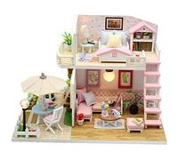 Kit de casa de muñecas en Miniatura de Madera para Hacerlo tú Mismo, casa Artesanal 3D con Luces LED, cumpleaños para niños, Modelo Decorativo Realista para