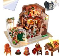 Kit de casa de muñecas en miniatura, hecho a mano, modelo de villa vintage, decoración del hogar con movimiento musical, artesanía creativa para adultos, regalo perfecto de Halloween o cumpleaños