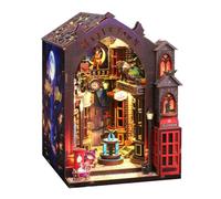Kit de casa de muñecas en miniatura, kit de rincón de libro DIY con luz LED, idea creativa de habitación para adultos, kits de bricolaje de casa mágica