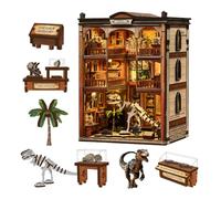 Kit de casa de muñecas en miniatura, mini dinosaurio de museo, modelo de rompecabezas a escala 1:24, accesorios de muebles y luces LED para adolescentes y adultos