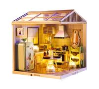 Kit de Casa de Muñecas en Miniatura Tiny House Diorama de Arte Mini Kits de Fabricación de Casas con LED para Adultos Family Boy Girls Regalos de Cump, Mini Cocina