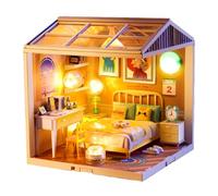 Kit de Casa de Muñecas en Miniatura Tiny House Diorama de Arte Mini Kits de Fabricación de Casas con LED para Adultos Family Boy Girls Regalos de Cump, Dormitorio