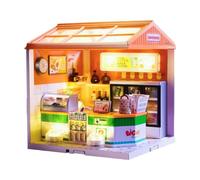 Kit de Casa de Muñecas en Miniatura Tiny House Diorama de Arte Mini Kits de Fabricación de Casas con LED para Adultos Family Boy Girls Regalos de Cump, Tienda de Conveniencia