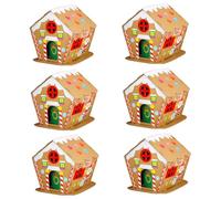 Kit de casa de Pan de Jengibre 6pcs Creative DIY Fun Cardboard House Gingerbread House con Pegatinas de Mesa Build & Decor y aprende Manualidades navideñas para niños, 8.3x7.3x6.3in