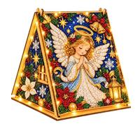 Kit de casa de tienda de campaña con pintura de gemas 5D, decoración | Luces LED cálidas, marco de madera Triangular incorporado, gemas de resina de taladro completo, Kit de arte de lienzo