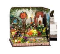 Kit de casa en miniatura, casa de manualidades de madera con luces LED, kit de construcción creativo, modelo de montaje coleccionable para estantes, escritorio, hogar, aula, proyecto, coleccionista