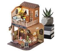 Kit de casa en miniatura - Colección de modelos de madera hechos a mano con cubierta protectora transparente, creación de escenas detalladas, participación en el diseño espacial Ar