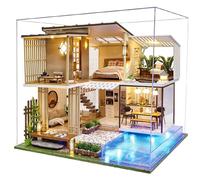 Kit de casa en miniatura con muebles hechos a mano, cubierta antipolvo y caja de música, 1:24, idea creativa para adultos, regalo para amigos