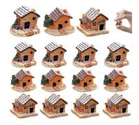 Kit de casa en Miniatura de 15 Piezas, casa en Miniatura de micropaisaje, Adorno de jardín de Hadas de Resina para decoración de micropaisaje, jardín