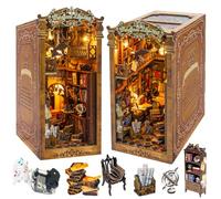 Kit de casa en miniatura de bricolaje, kit de rincón de libros de estilo europeo, kit de casa de muñecas en miniatura con diseño de espejo de ilusión, estantería de libros, decoración de escritorio