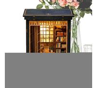 Kit de casa en miniatura de bricolaje - Madera 10,5 × 10 × 14,5 cm | Casa artesanal en miniatura con diseño de bricolaje de estilo japonés, modelo decorativo hecho a mano para escritorio, estantería
