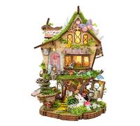 Kit de casa en miniatura DIY - Mini Dollhouse Fantasy Fairy Forest Building Kit con LED, rompecabezas de madera 3D Relief Model Kit Gifts for Adults Teens- Rowen's Treehouse (SQ-80)