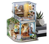 Kit de casa en miniatura, kit de construcción en miniatura de casa de madera - Actividad de vínculo padre-hijo, juguete artesanal de madera para adolescentes