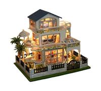 Kit de casa en miniatura | Kit de fabricación de modelos de villa pequeña 3D con LED | Juegos de manualidades hechos a mano para niños, jóvenes, mujeres, hijos, familiares, adolescentes, amigos, hija