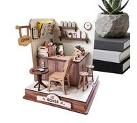 Kit De Casa En Miniatura - Manualidades de Construcción de Café de Madera 3D | Kit para Crear Casas Pequeñas | Para Decoración De Estante, Escritorio, Fiesta De Cumpleaños, Regalo De Inauguración De C