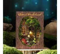 Kit de casa en miniatura, mini kit de casa de muñecas para adultos para construir, kits de construcción de madera de casa pequeña (Forest Wonderland)