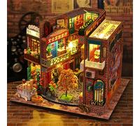 Kit de casa en miniatura para adultos, mini kit de construcción de casa con luz LED, kit en miniatura para adultos, kit de casa de muñecas de madera para cumpleaños, Navidad, ES010