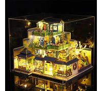 Kit de casa en miniatura para adultos, mini kit de construcción de casa con luz LED, kit en miniatura para adultos, kit de casa de muñecas de madera para cumpleaños, Navidad, P013