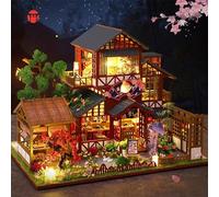 Kit de casa en miniatura para adultos, mini kit de construcción de casa con tren de vapor, kit en miniatura para adultos, kit de casa de muñecas de madera para cumpleaños, Navidad, P015