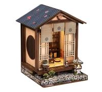 Kit de casa en miniatura para adultos, modelo de tablero de fibra, diseño de jardín japonés, incluye piezas numeradas e instrucciones (idioma español no garantizado)