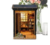 Kit de casa en miniatura para bricolaje, decoración de estilo japonés de madera, mini juego de casa de muñecas, kit de construcción de manualidades, modelo de esquina de lectura, proyecto creativo de
