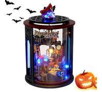 Kit de Casa Miniatura | Juego de Esquina de Libro Miniatura, Decoración de Estantería - de Hogar con luces LED, Montaje Fácil, de Modelos para Niños, Niñas Mujeres,