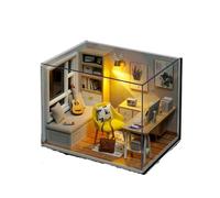 Kit de casa muñecas 3D, Mini Madera, Edificio ensamblaje con Muebles, Rompecabezas Hecho a Mano(QT-007-B with Cover)