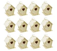 Kit de casa para pájaros de 12 Piezas, Casas para pájaros de Madera sin Pintar, corazón y Valla, casa para con Gancho para Colgar, Casas pequeñas de 4x4, 3x5, 5 para Adultos y niños para c