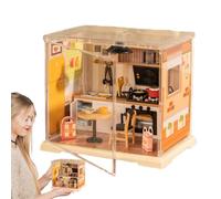 Kit De Casas En Miniatura para Adultos,Set De Casa De Muñecas - Kit De Construcción Manual para Montar Modelos De Cafetería Cocina Juguete De Edificio En Miniatura