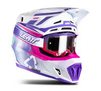 Leatt Casco de motocross 7.5 V26 con gafas blanco-rosa-lila Talla L para hombre