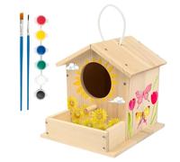 Kit de casetas para niños, artesanías de madera, pintura natural, para primavera, salón, casa, uso interior, uso exterior, pajarera, jardín, , cumpleaños