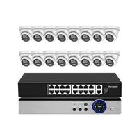 Kit De CCTV NVR PoE 16 Canales 4K con Detección Humana 8 MP Y Cámara Seguridad Visión Nocturna A Color For Interiores Exteriores(2T,5MP 16PCS Camera)