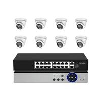 Kit De CCTV NVR PoE 16 Canales 4K con Detección Humana 8 MP Y Cámara Seguridad Visión Nocturna A Color For Interiores Exteriores(3T,8MP 8PCS Camera)