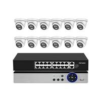 Kit De CCTV NVR PoE 16 Canales 4K con Detección Humana 8 MP Y Cámara Seguridad Visión Nocturna A Color For Interiores Exteriores(4T,8MP 12PCS Camera)